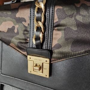 Aldo Black and Camouflage Handbag With Strap For Crossbody Bag Style